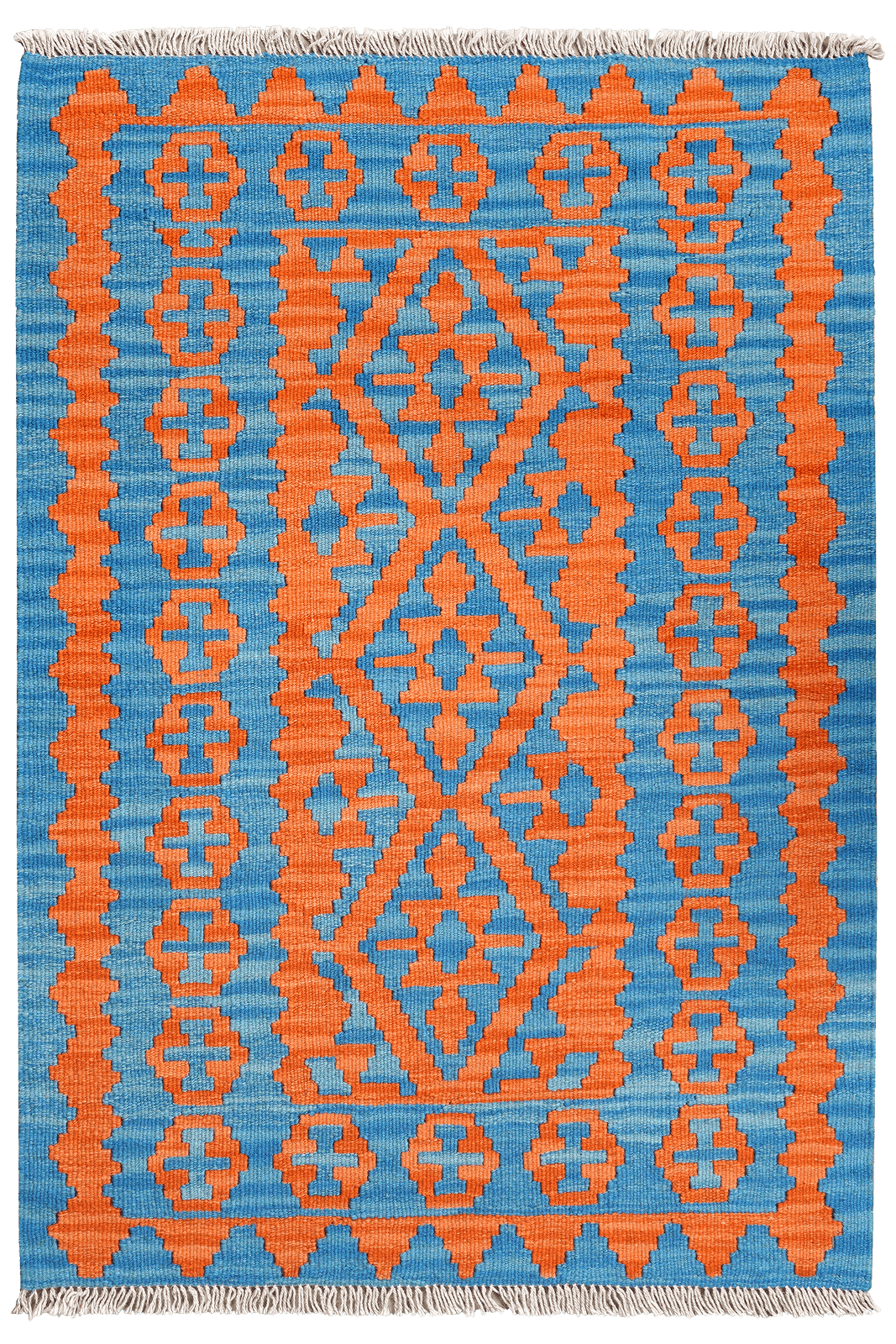 Kelim Gashgai — Handmade, 89x127 cm, Orange, 100% Virgin Wool | Main view
