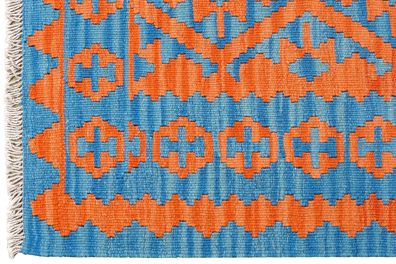 Kelim Gashgai — Handmade, 89x127 cm, Orange, 100% Virgin Wool | View 3