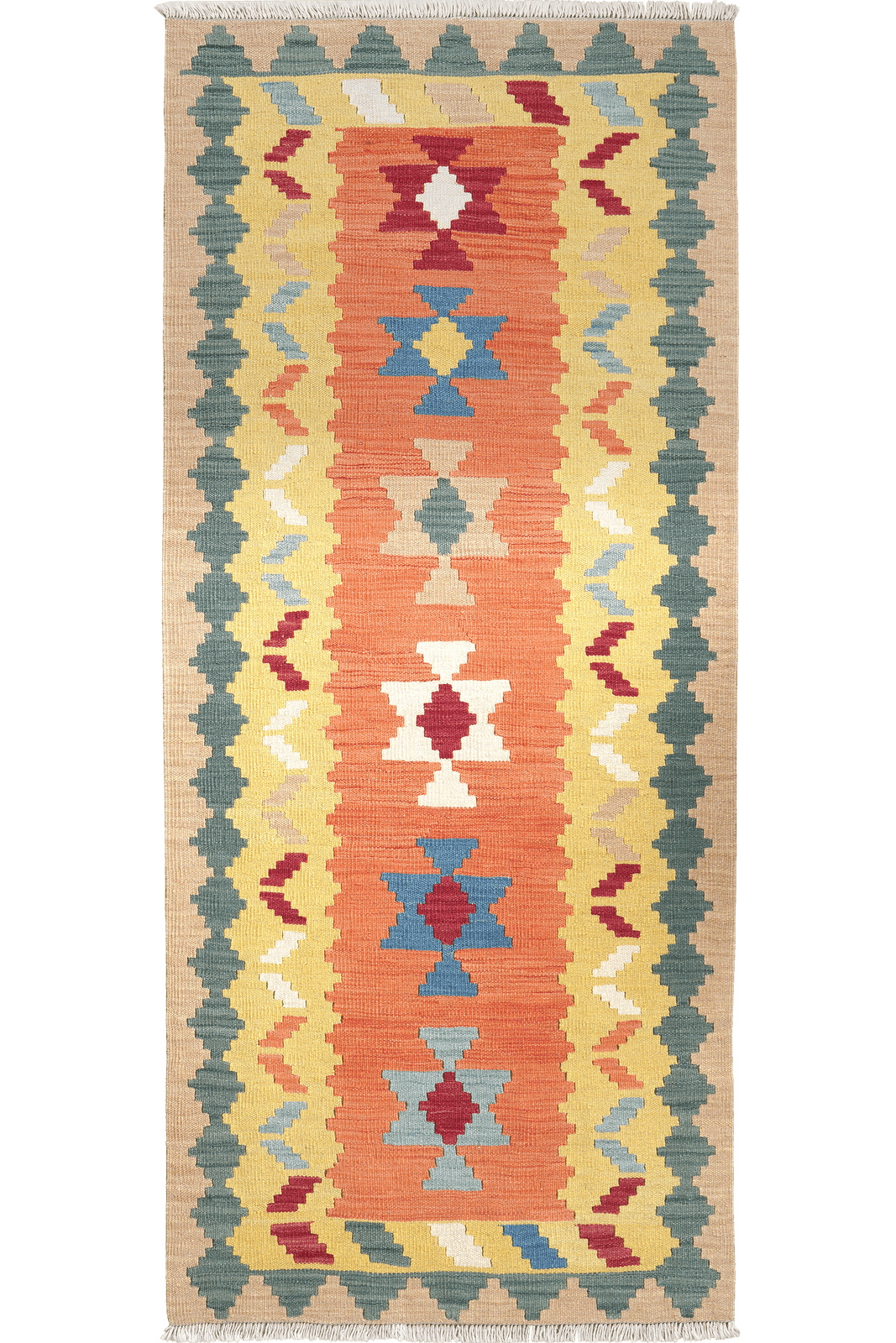Kelim Gashgai — Handmade, 82x194 cm, Red, 100% Virgin Wool | Main view