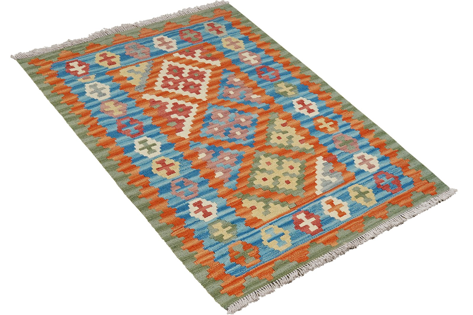 Kelim Gashgai — Handmade, 84x127 cm, Orange, 100% Virgin Wool | View 4