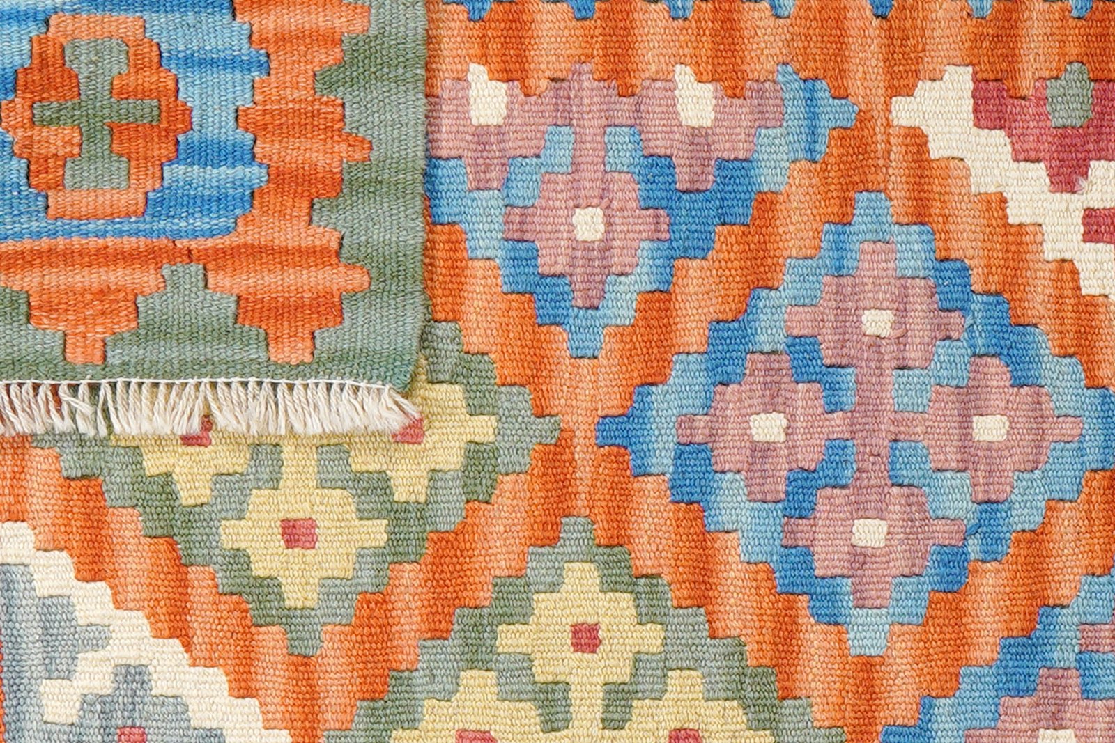 Kelim Gashgai — Handmade, 84x127 cm, Orange, 100% Virgin Wool | View 6