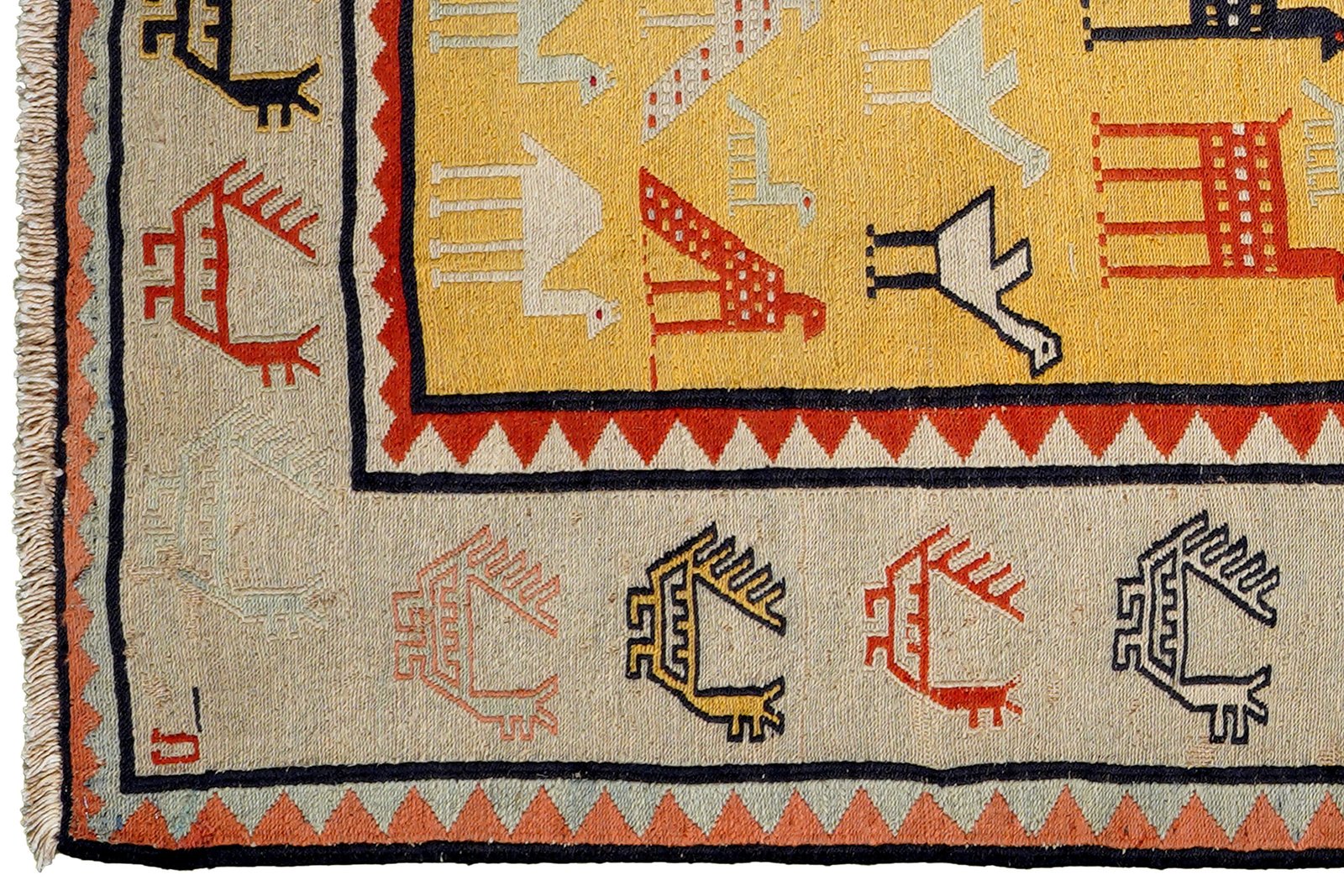 Sumak Shahsavan — Handmade, 118x156 cm, Yellow, 100% Virgin Wool | View 3