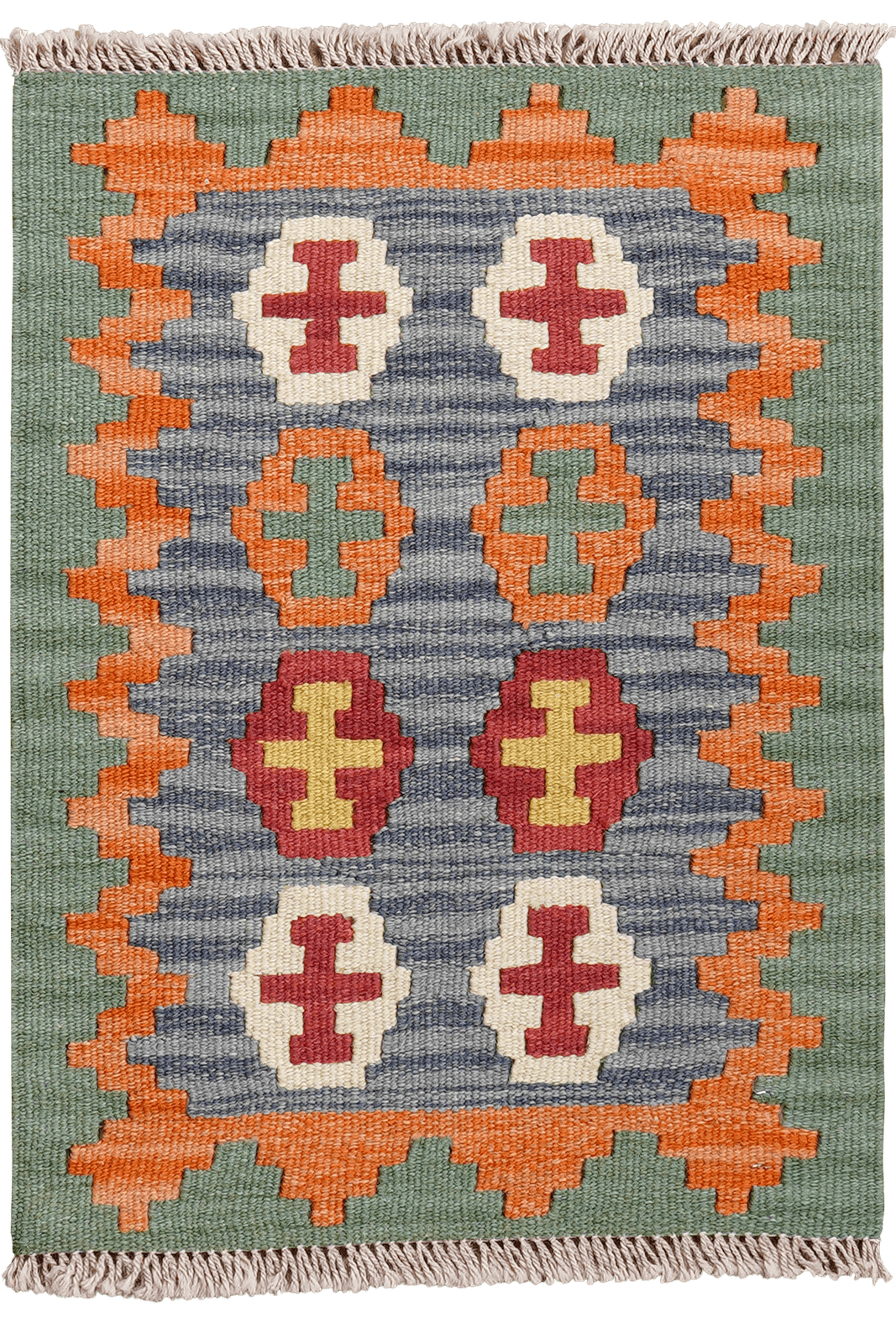 Kelim Gashgai — Handmade, 47x64 cm, Blue, 100% Virgin Wool | Main view