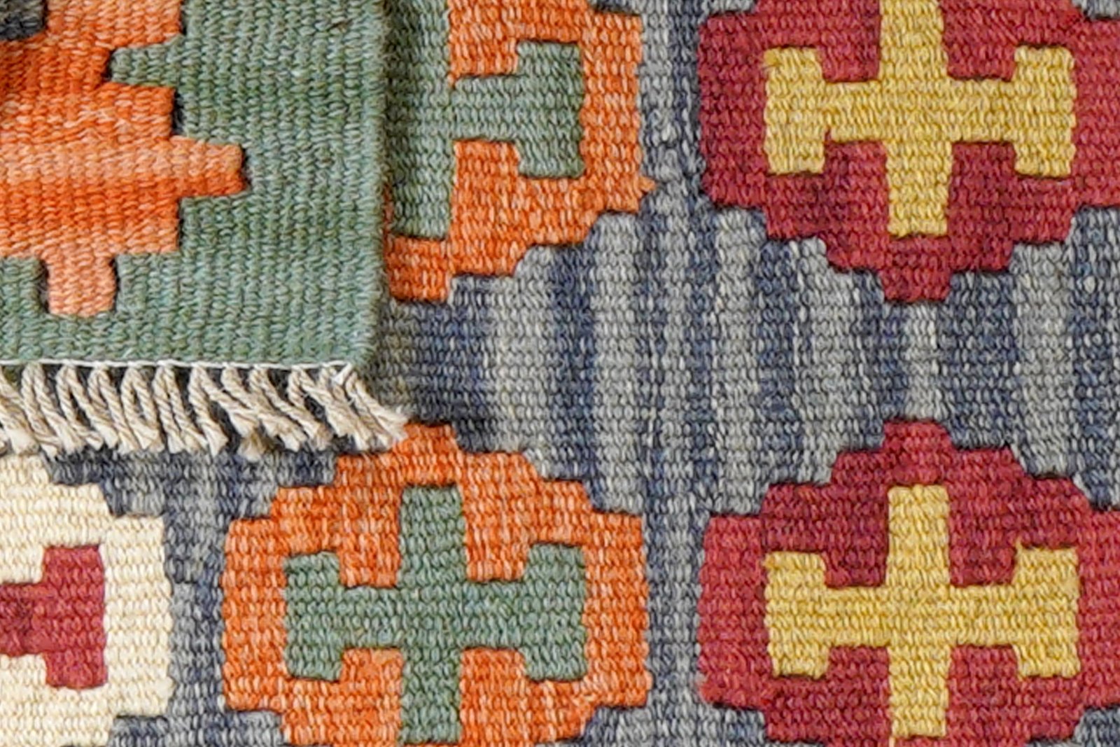Kelim Gashgai — Handmade, 47x64 cm, Blue, 100% Virgin Wool | View 6