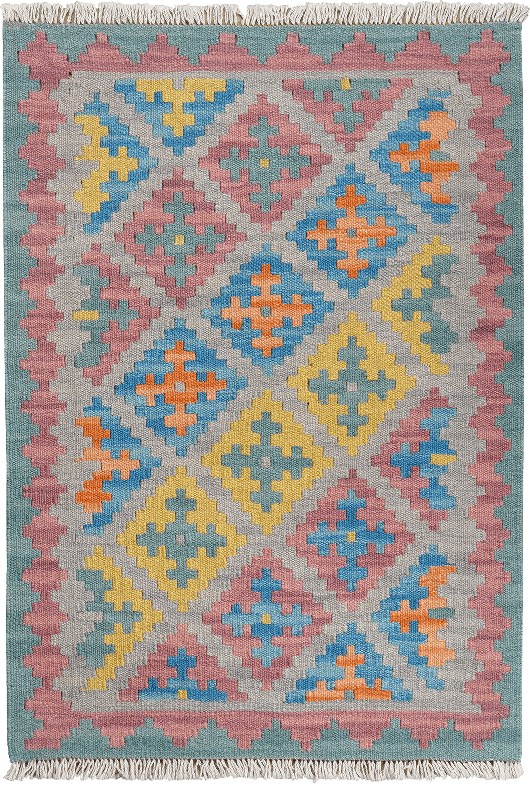 Kelim Gashgai — Handmade, 64x91 cm, Grey, 100% Virgin Wool | Main view