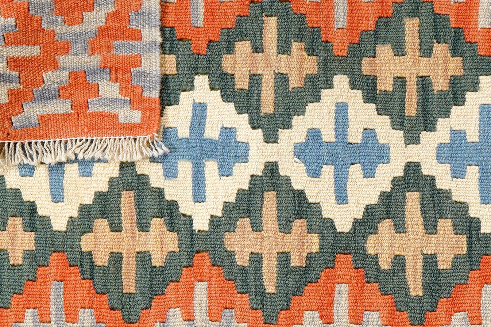 Kelim Gashgai — Handmade, 89x131 cm, Orange, 100% Virgin Wool | View 6