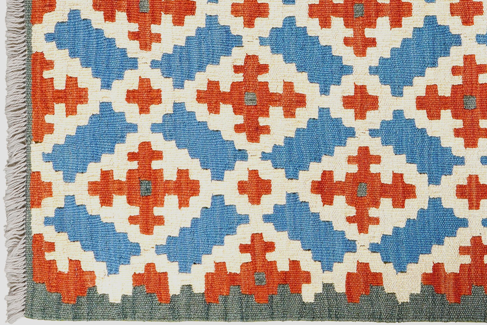 Kelim Gashgai — Handmade, 86x127 cm, Blue, 100% Virgin Wool | View 3