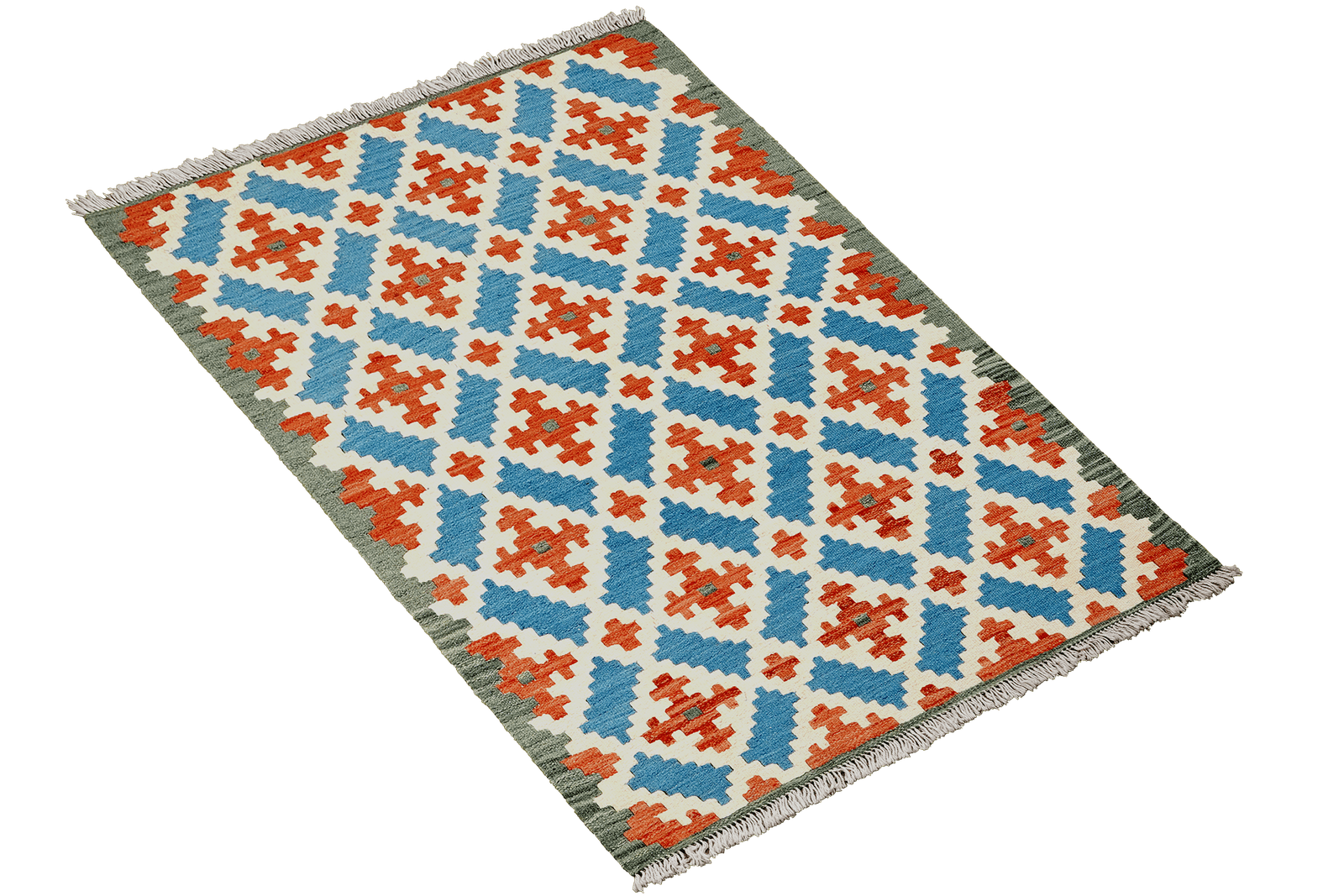 Kelim Gashgai — Handmade, 86x127 cm, Blue, 100% Virgin Wool | View 4