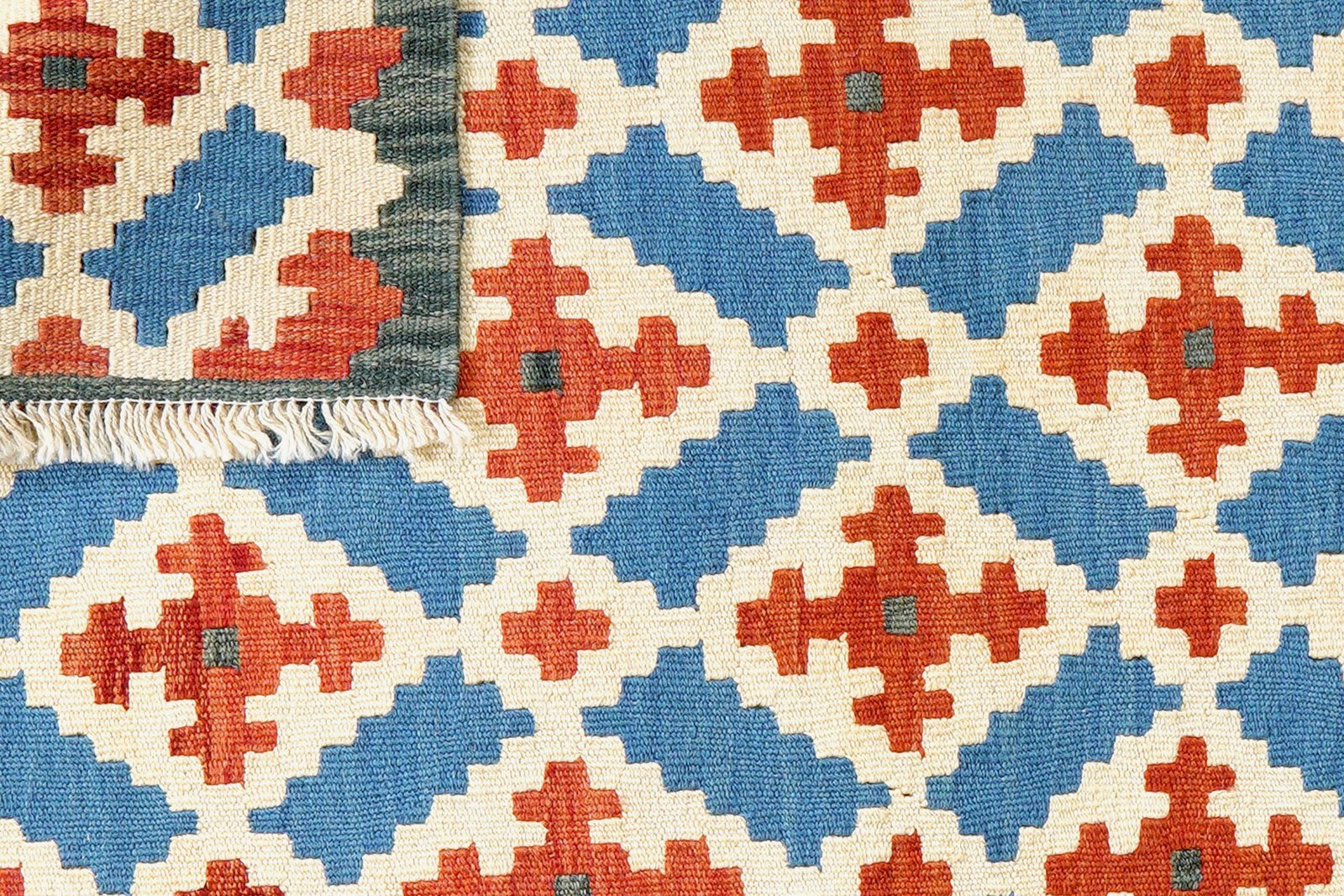 Kelim Gashgai — Handmade, 86x127 cm, Blue, 100% Virgin Wool | View 6