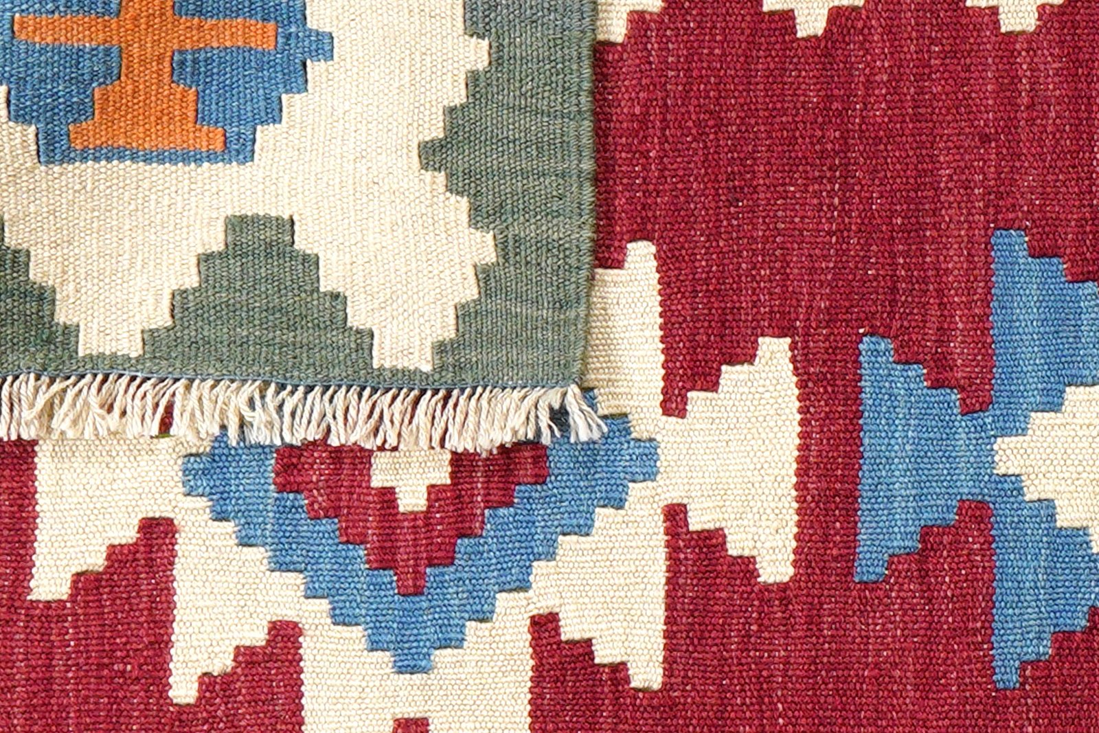 Kelim Gashgai — Handmade, 105x150 cm, Red, 100% Virgin Wool | View 6