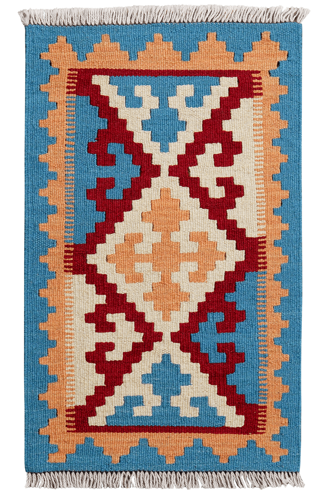 Kelim Gashgai — Handmade, 42x67 cm, Red, 100% Virgin Wool | Main view