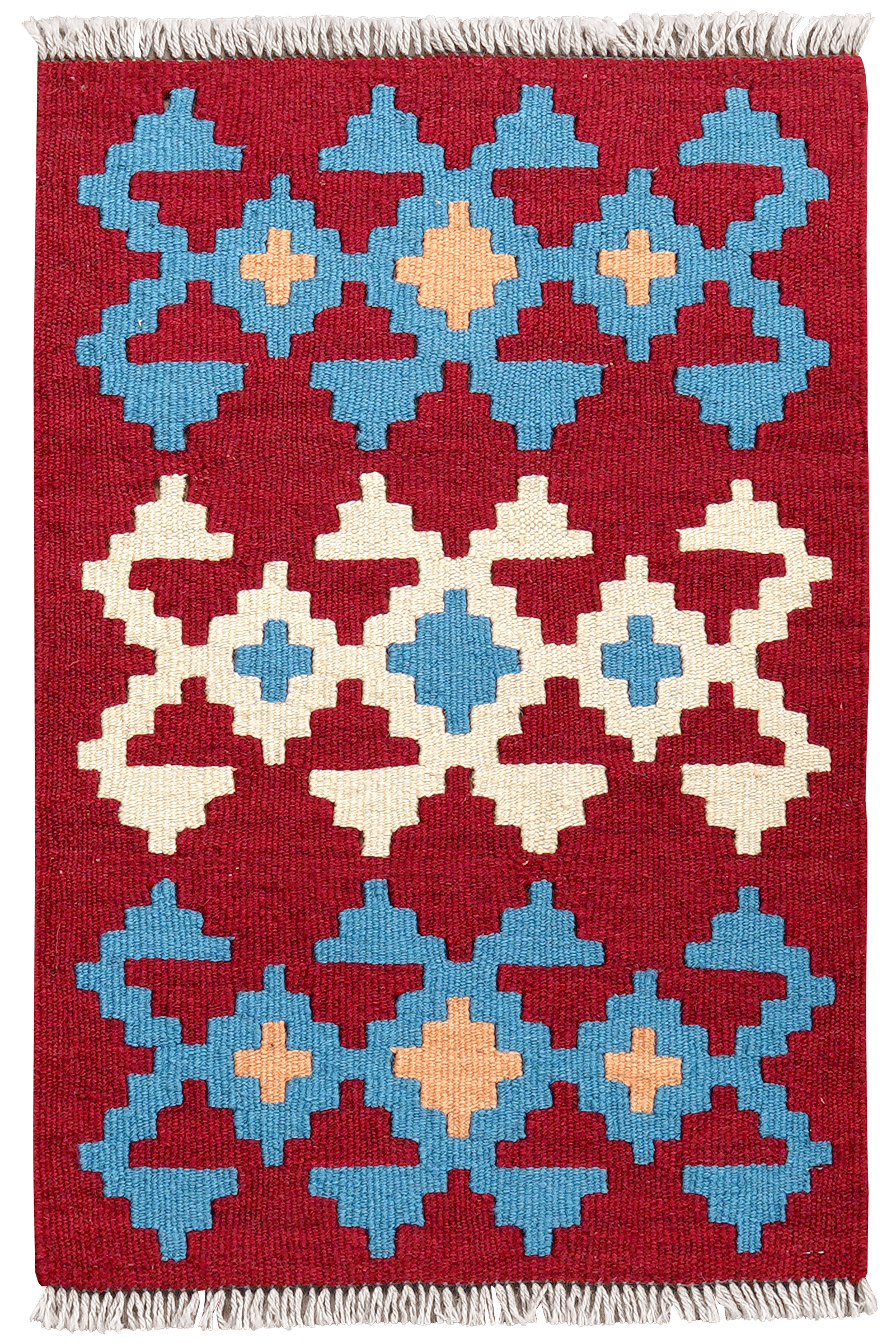Kelim Gashgai — Handmade, 44x65 cm, Red, 100% Virgin Wool | Main view