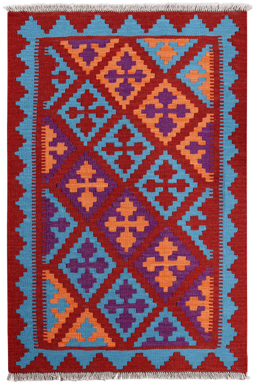Kelim Gashgai — Handmade, 88x132 cm, Red, 100% Virgin Wool | Main view