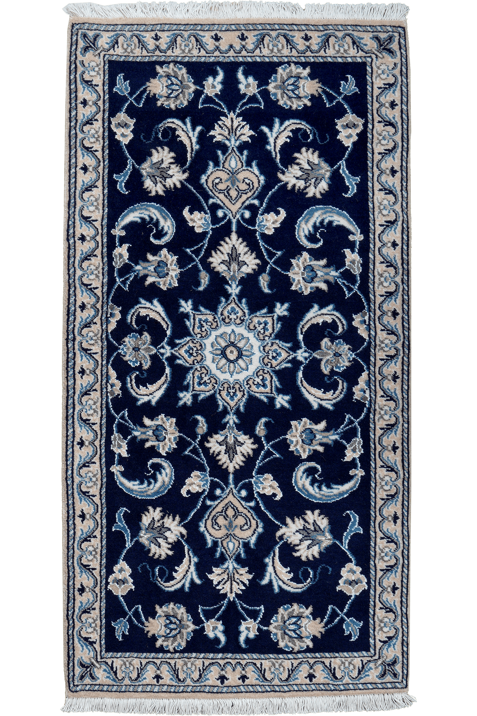 Nain 12La — Hand-knotted, 69x139 cm, Blue, 100% Virgin Wool | Main view