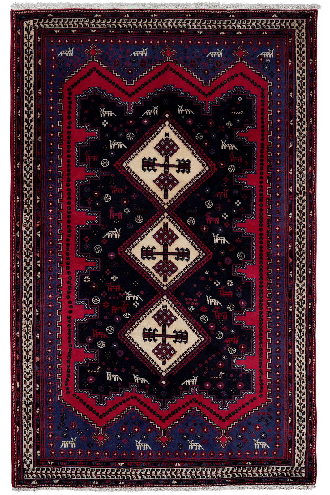 Afshar — Hand-knotted, 134x208 cm, Blue, 100% Virgin Wool | Main view