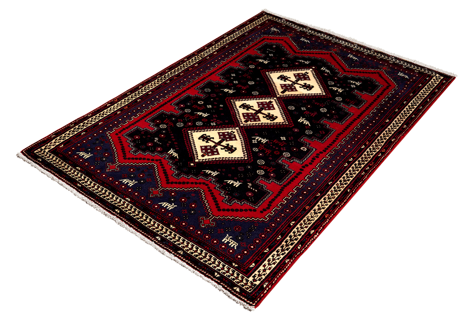 Afshar — Hand-knotted, 134x208 cm, Blue, 100% Virgin Wool | View 5