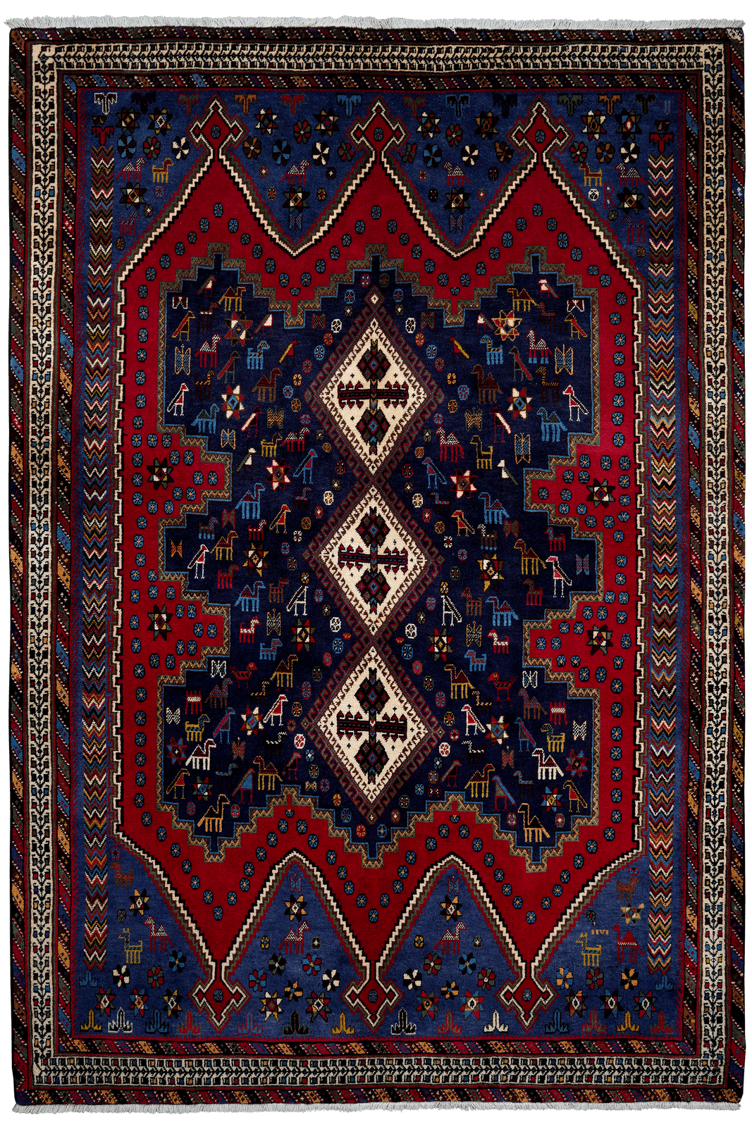 Afshar — Hand-knotted, 167x245 cm, Red, 100% Virgin Wool | Main view