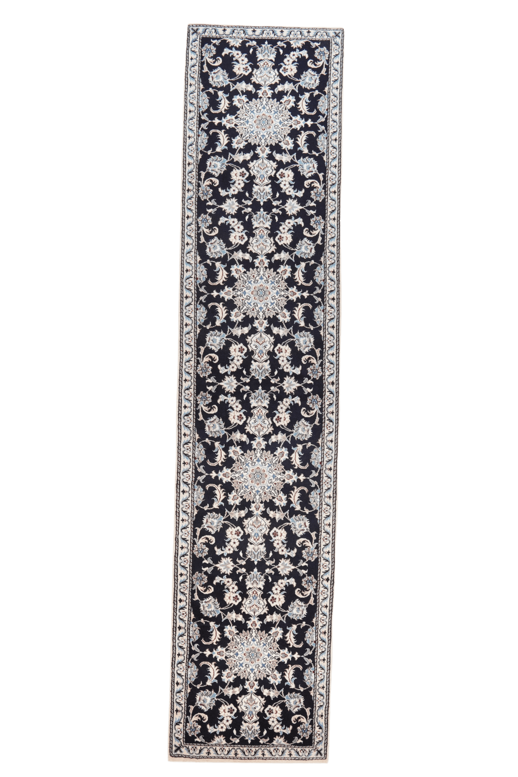 Nain 12La — Hand-knotted, 78x376 cm, Blue, 100% Virgin Wool | Main view