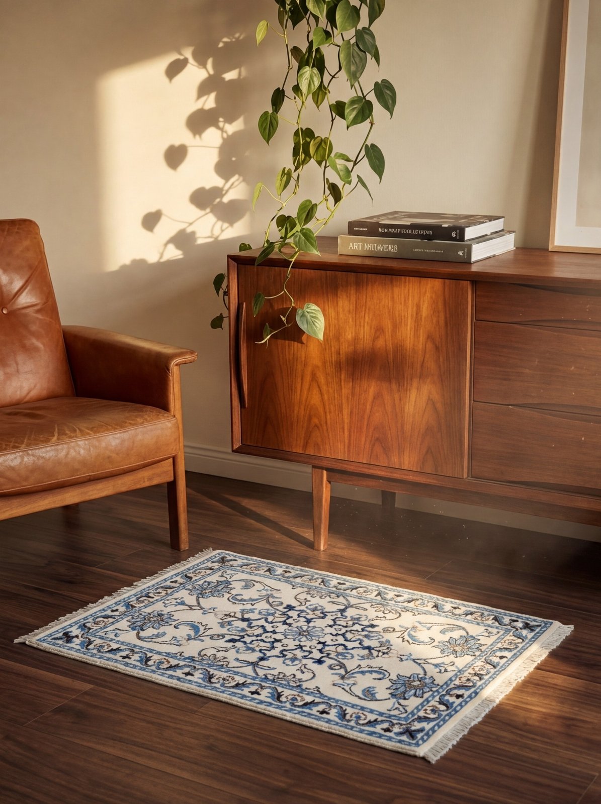 Nain 12La — Hand-knotted, 58x84 cm, Beige, 100% Virgin Wool | Back view