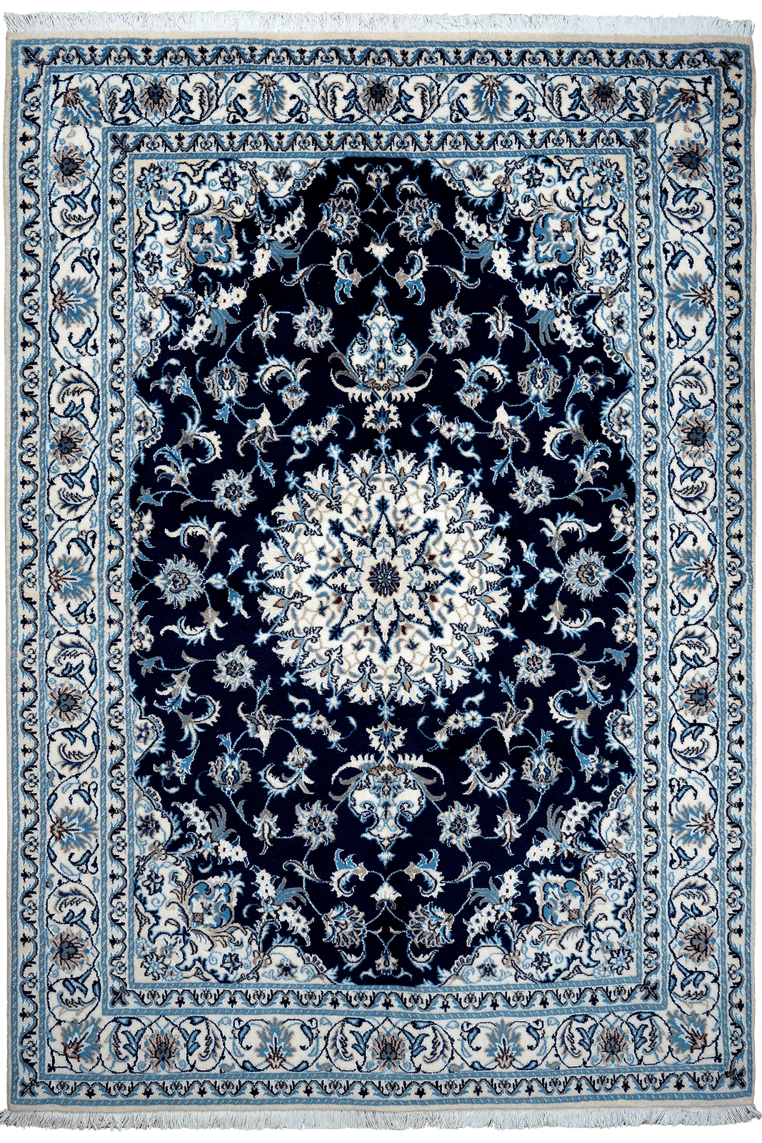 Nain 12La — Hand-knotted, 164x239 cm, Blue, 100% Virgin Wool | Main view