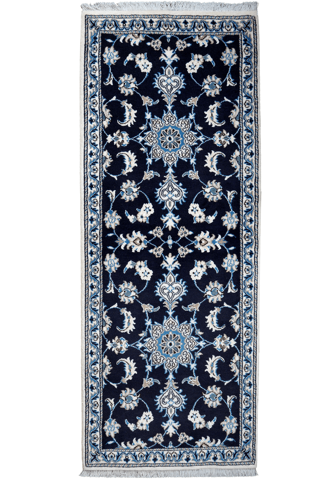 Nain 12La — Hand-knotted, 76x197 cm, Blue, 100% Virgin Wool | Main view