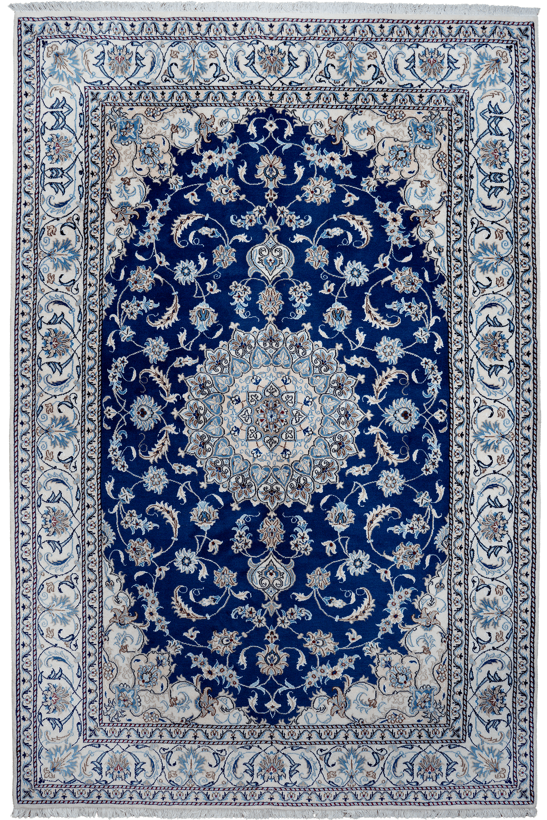 Nain 12La — Hand-knotted, 198x303 cm, Blue, 100% Virgin Wool | Main view