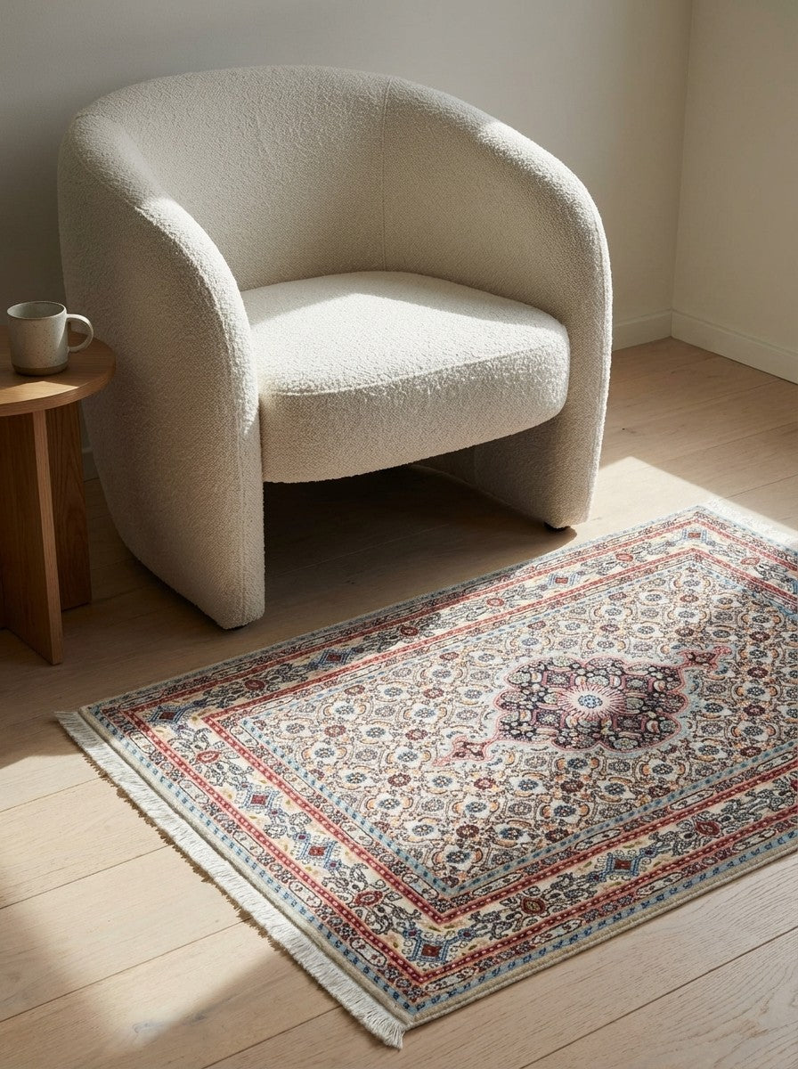 Moud Mahi — Hand-knotted, 76x121 cm, Multicolor, 100% Virgin Wool | Detail view