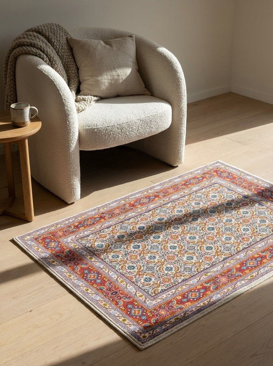 Moud Mahi — Hand-knotted, 79x118 cm, Multicolor, 100% Virgin Wool | Detail view