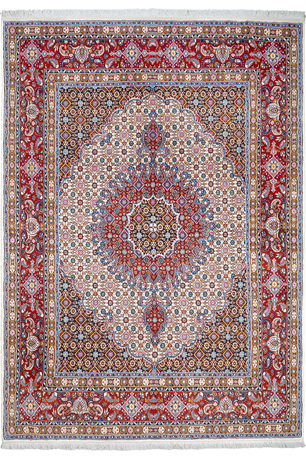 Moud Mahi — Hand-knotted, 142x201 cm, Beige, 100% Virgin Wool | Main view