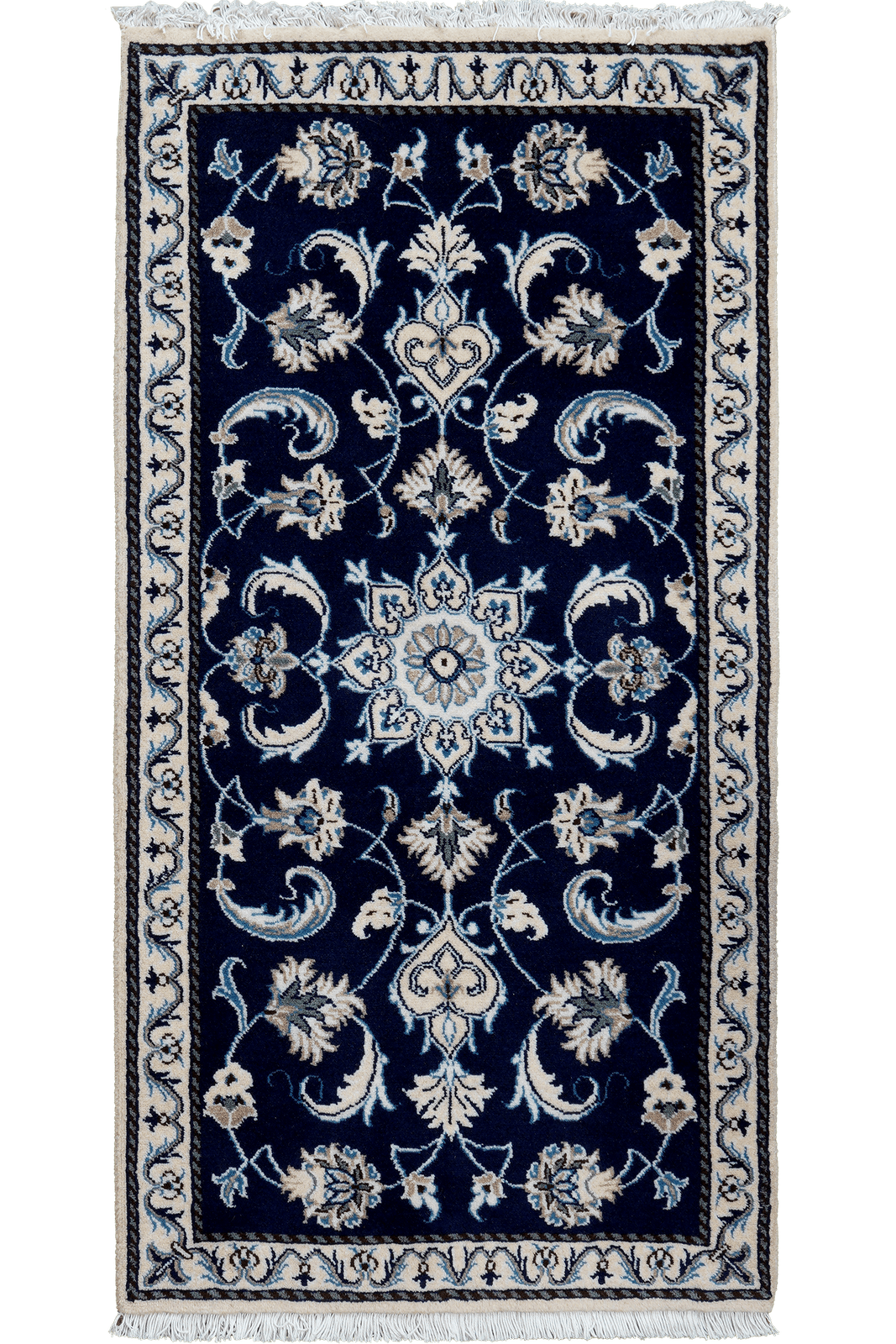 Nain 12La — Hand-knotted, 66x132 cm, Blue, 100% Virgin Wool | Main view