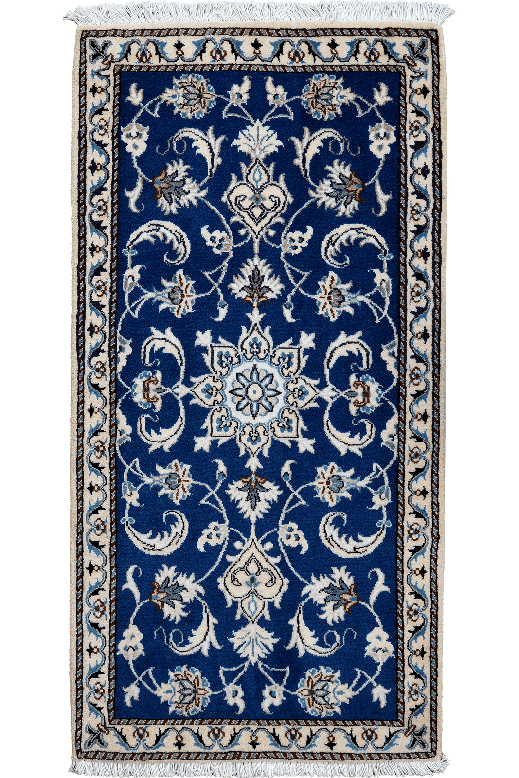 Nain 12La — Hand-knotted, 71x139 cm, Blue, 100% Virgin Wool | Main view