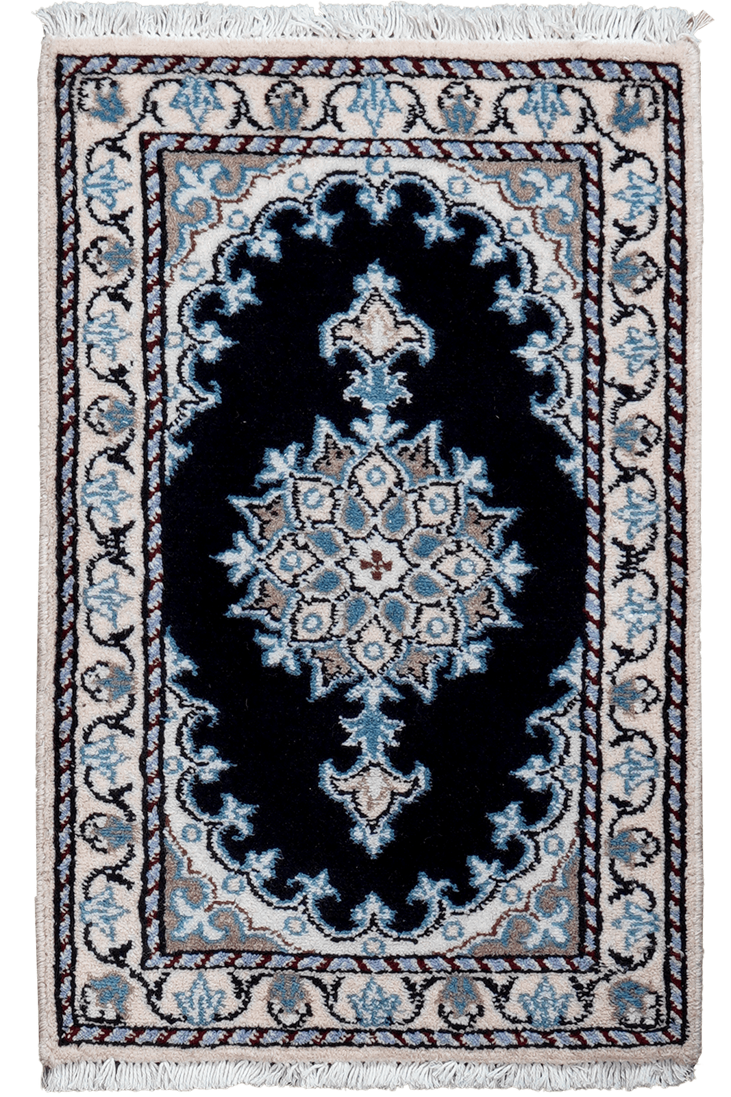 Nain 12La — Hand-knotted, 41x64 cm, Blue, 100% Virgin Wool | Main view