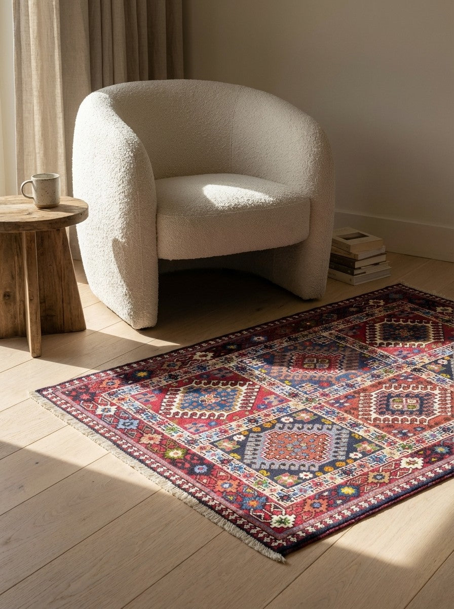 Yalameh — Hand-knotted, 82x126 cm, Multicolor, 100% Virgin Wool | Detail view