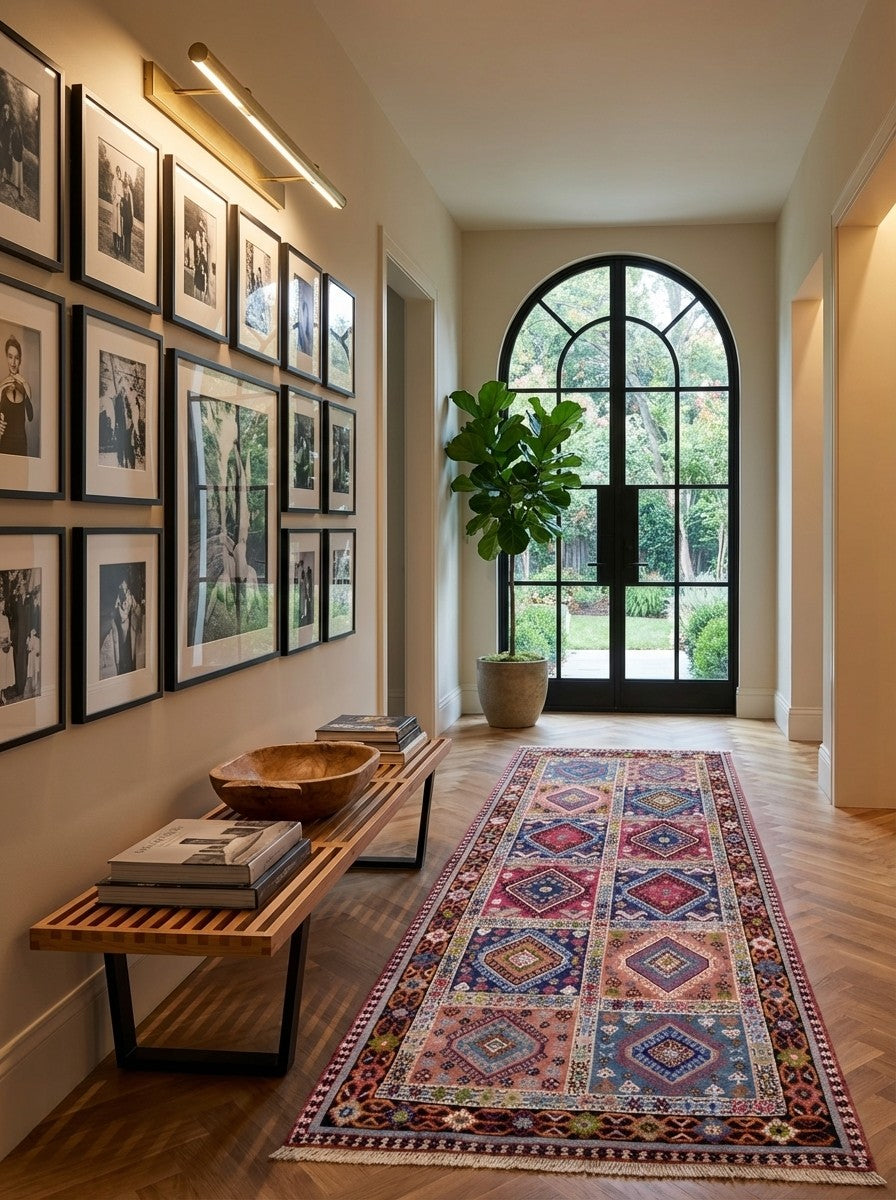Yalameh — Hand-knotted, 83x202 cm, Multicolor, 100% Virgin Wool | Detail view