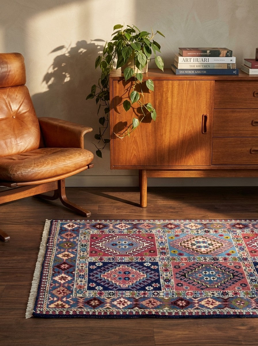 Yalameh — Hand-knotted, 81x128 cm, Multicolor, 100% Virgin Wool | Back view