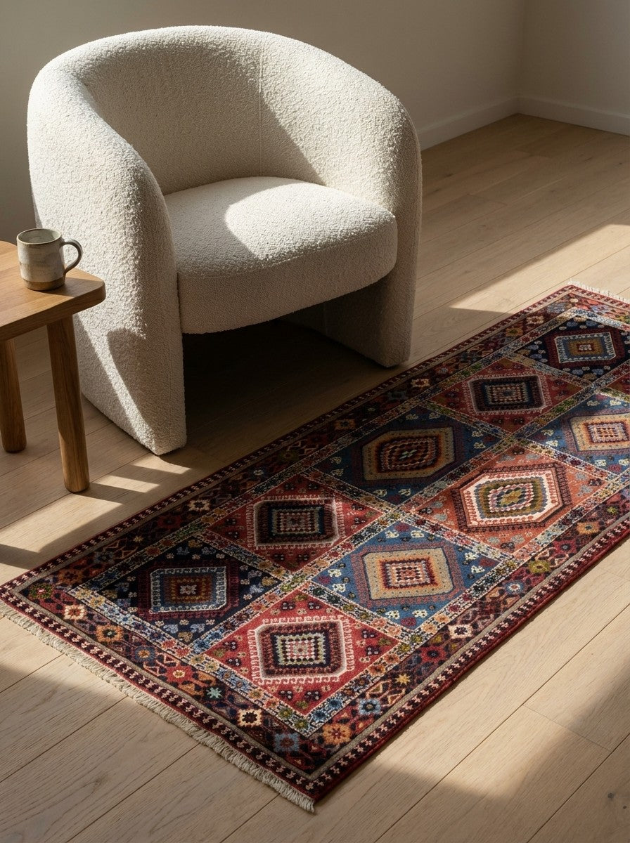 Yalameh — Hand-knotted, 83x197 cm, Multicolor, 100% Virgin Wool | Detail view