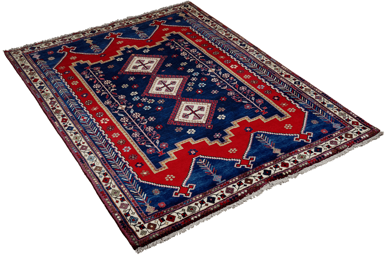 Afshar — Hand-knotted, 165x210 cm, Blue, 100% Virgin Wool | View 4