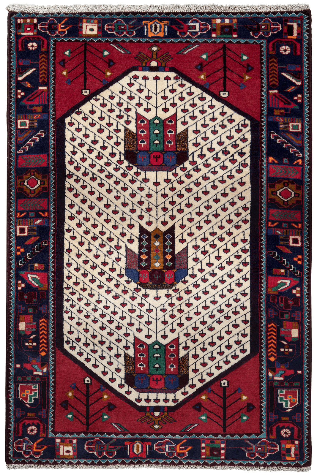 Shahsavan — Hand-knotted, 102x154 cm, Beige, 100% Virgin Wool | Main view