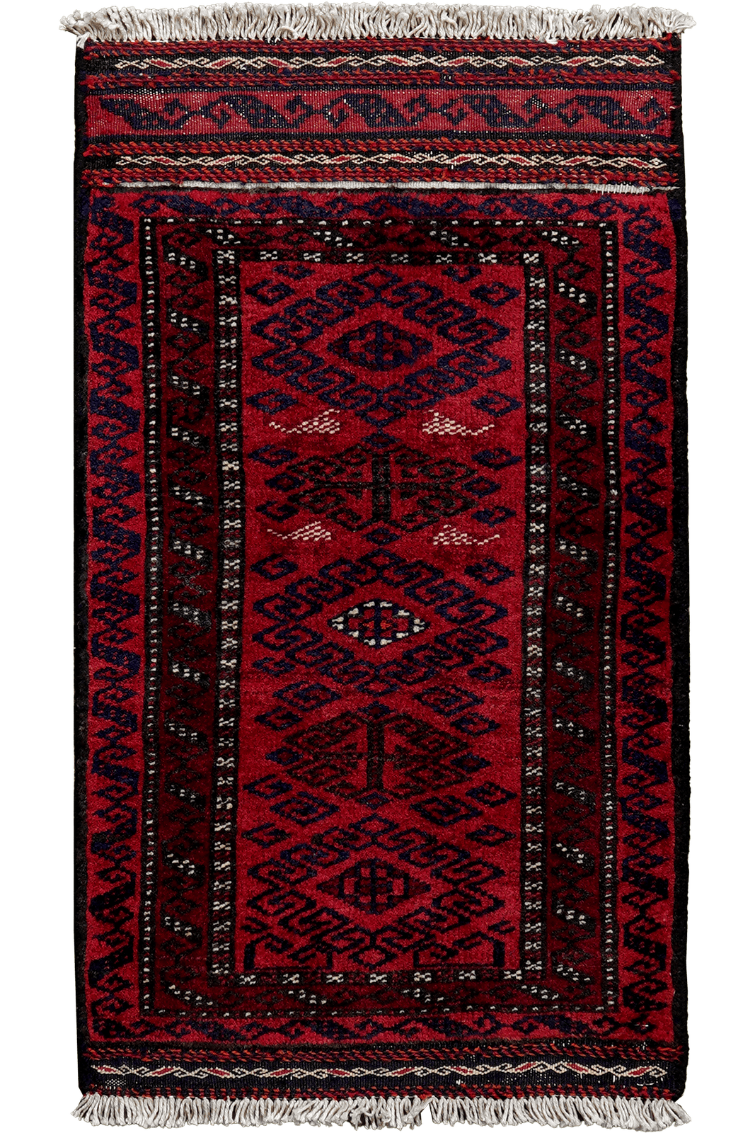 Belutch — Hand-knotted, 44x78 cm, Red, 100% Virgin Wool | Main view