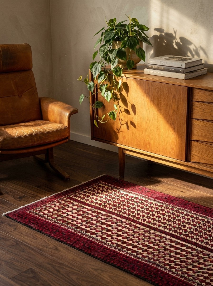 Belutch — Hand-knotted, 103x192 cm, Beige, 100% Virgin Wool | Back view