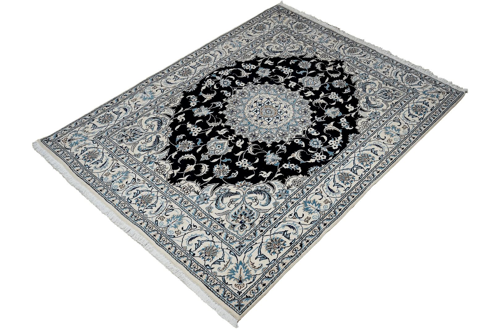 Nain 12La — Hand-knotted, 196x240 cm, Blue, 100% Virgin Wool | View 5