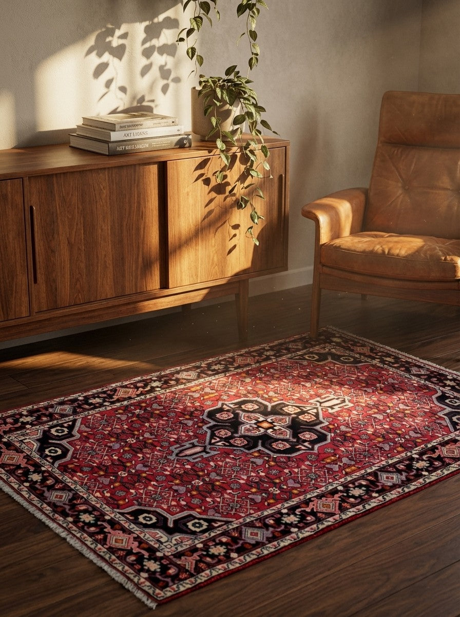 Bidjar Zandjan — Hand-knotted, 103x168 cm, Red, 100% Virgin Wool | Back view