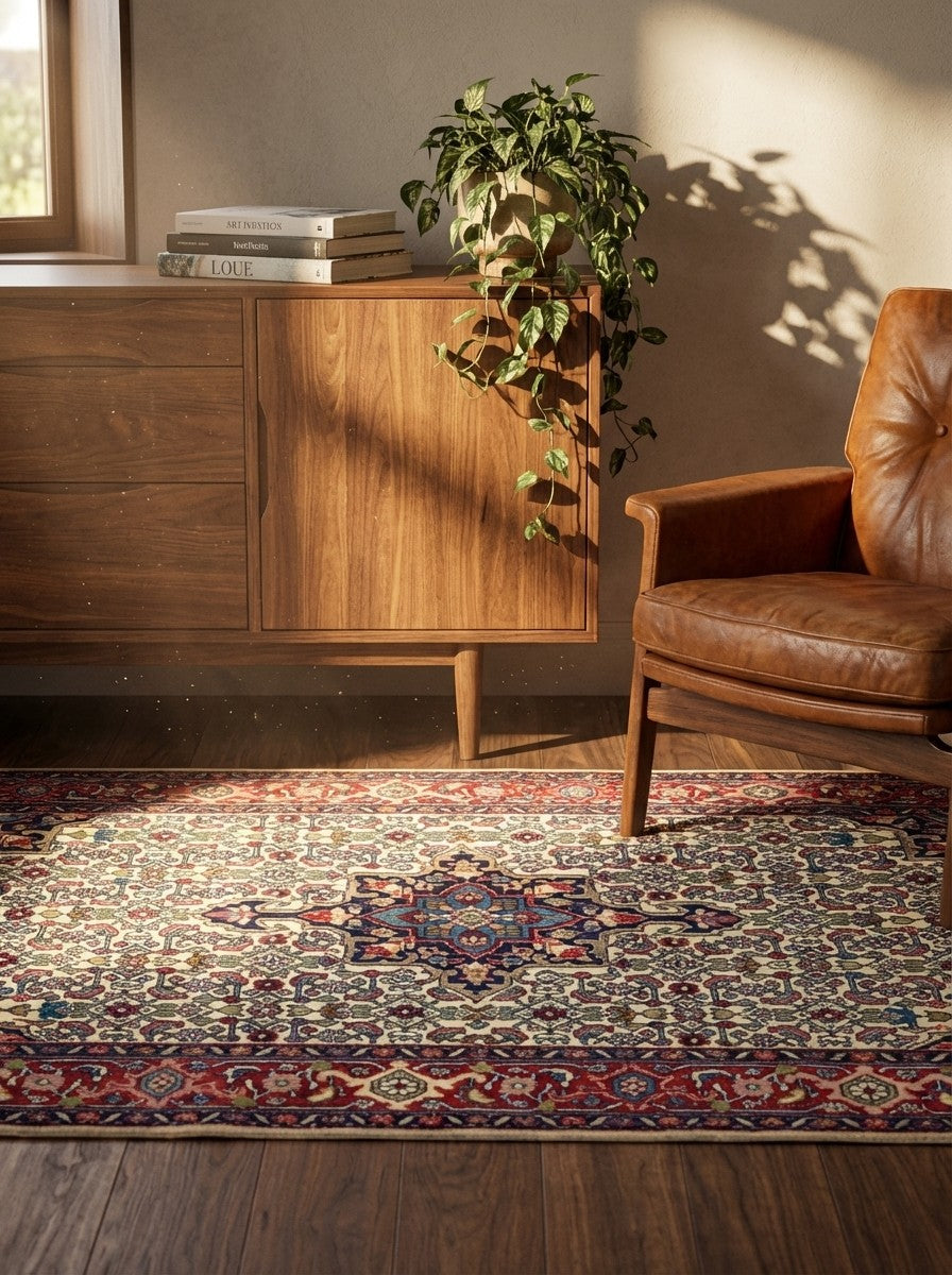 Bidjar Zandjan — Hand-knotted, 101x171 cm, Beige, 100% Virgin Wool | Back view