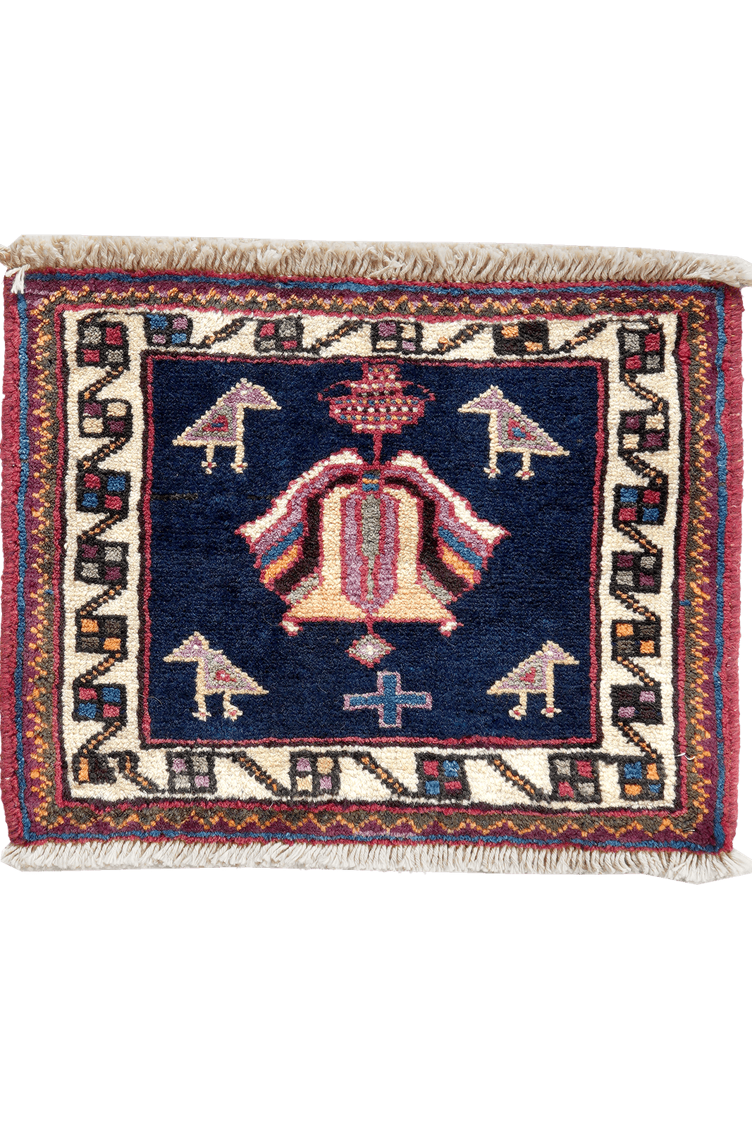 Afshar — Hand-knotted, 44x34 cm, Blue, 100% Virgin Wool | Main view