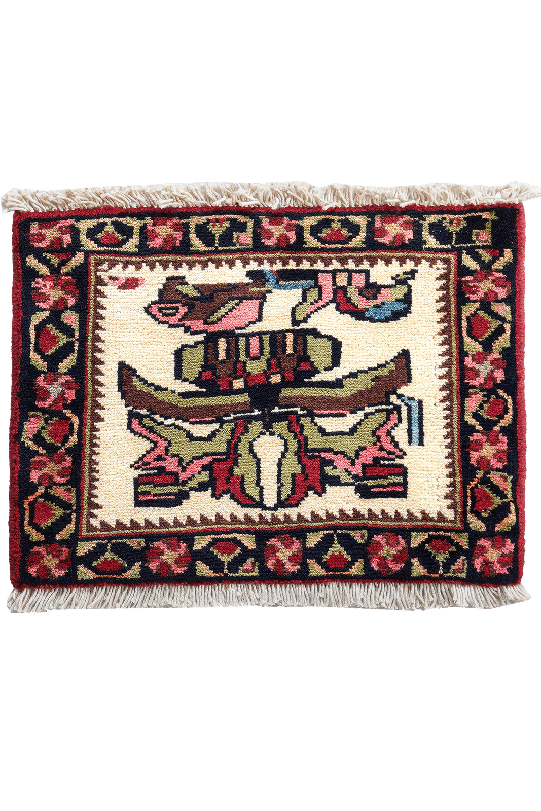 Afshar — Hand-knotted, 45x34 cm, Beige, 100% Virgin Wool | Main view