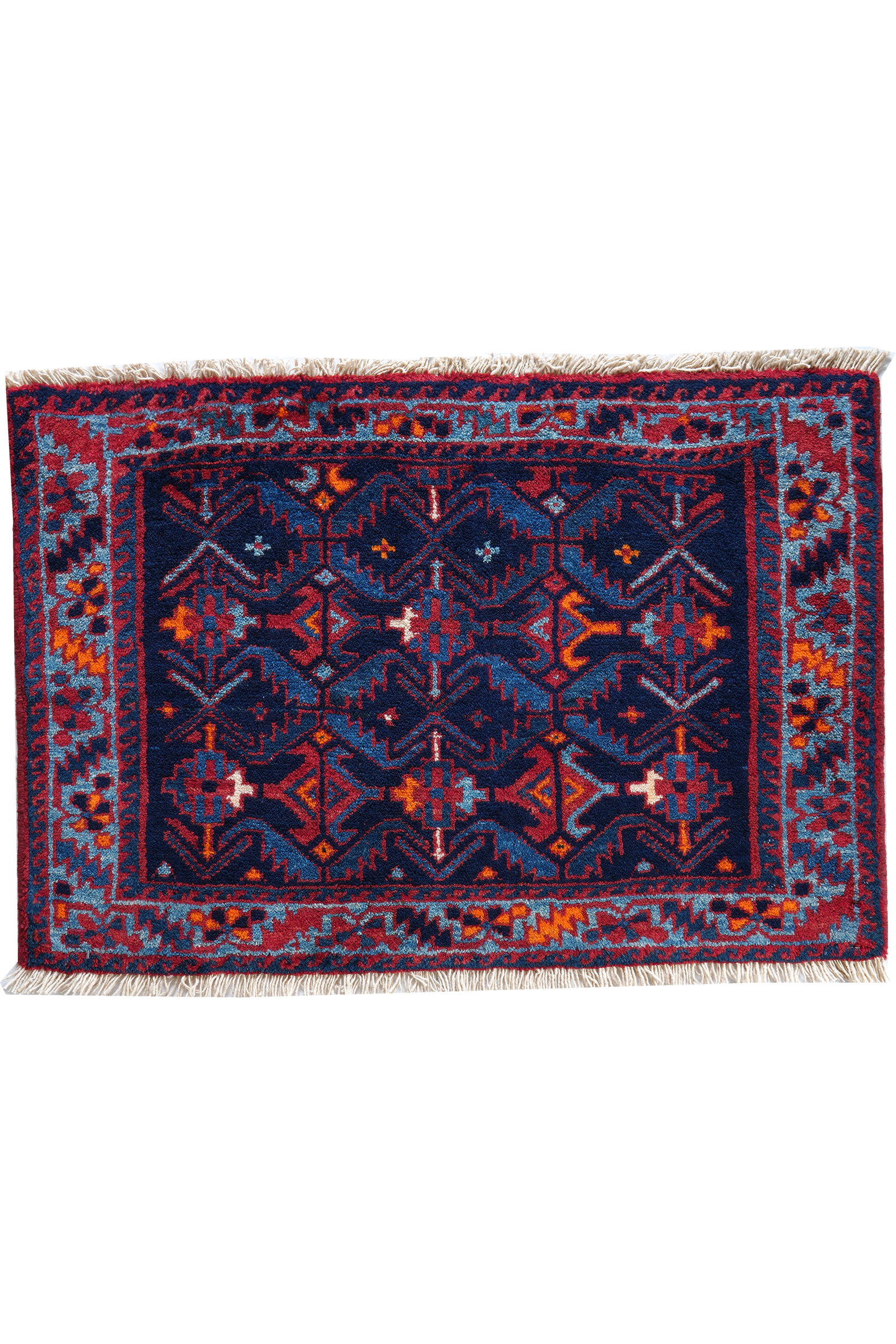 Afshar — Handgefertigt, 58x84 cm, Blau, 100% Virgin Wool | Main view