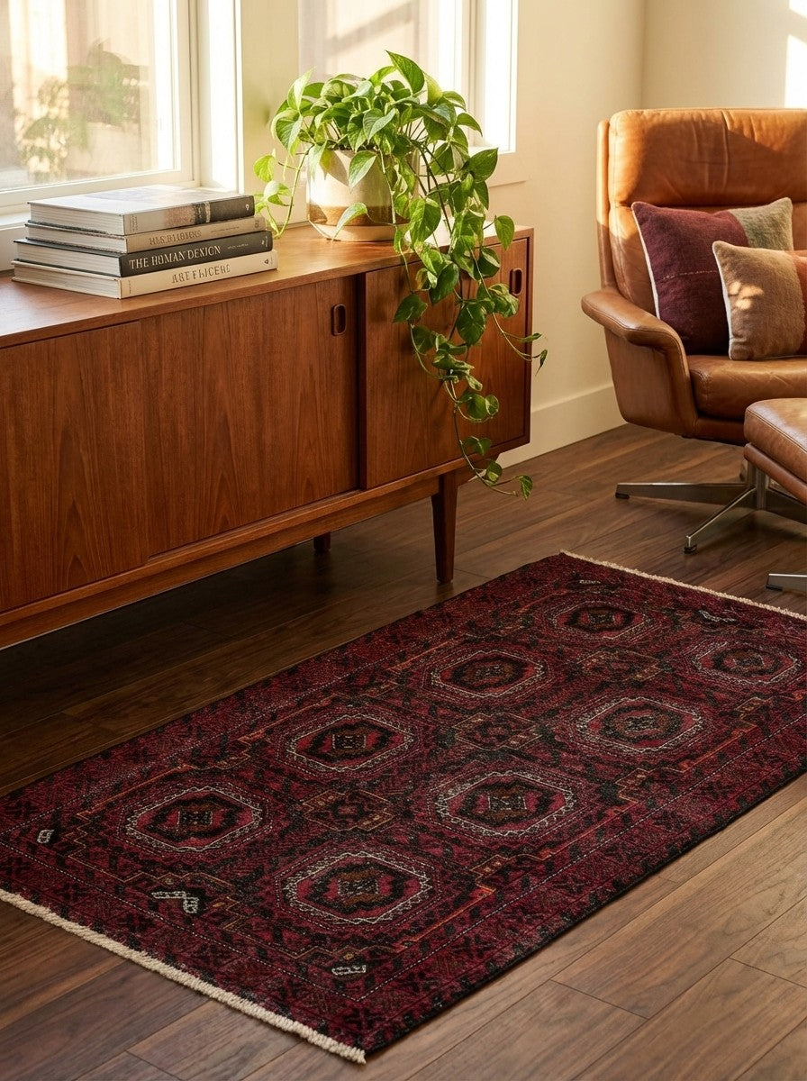 Heritage — Hand-knotted, 94x193 cm, Black, 100% Virgin Wool | Back view