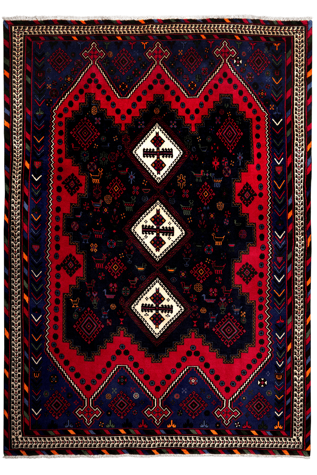 Afshar — Hand-knotted, 162x233 cm, Blue, 100% Virgin Wool | Main view