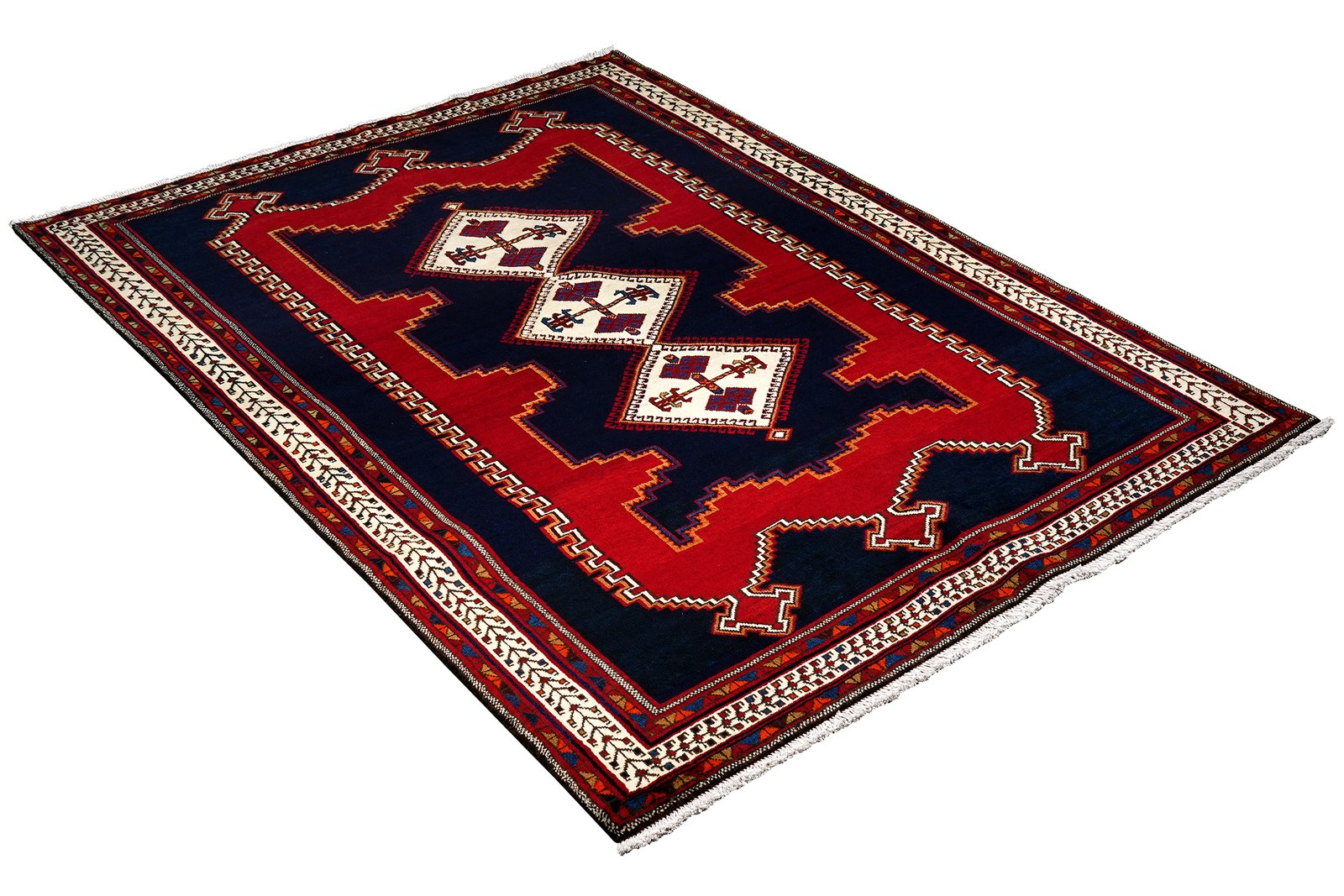 Afshar — Hand-knotted, 159x233 cm, Blue, 100% Virgin Wool | View 4