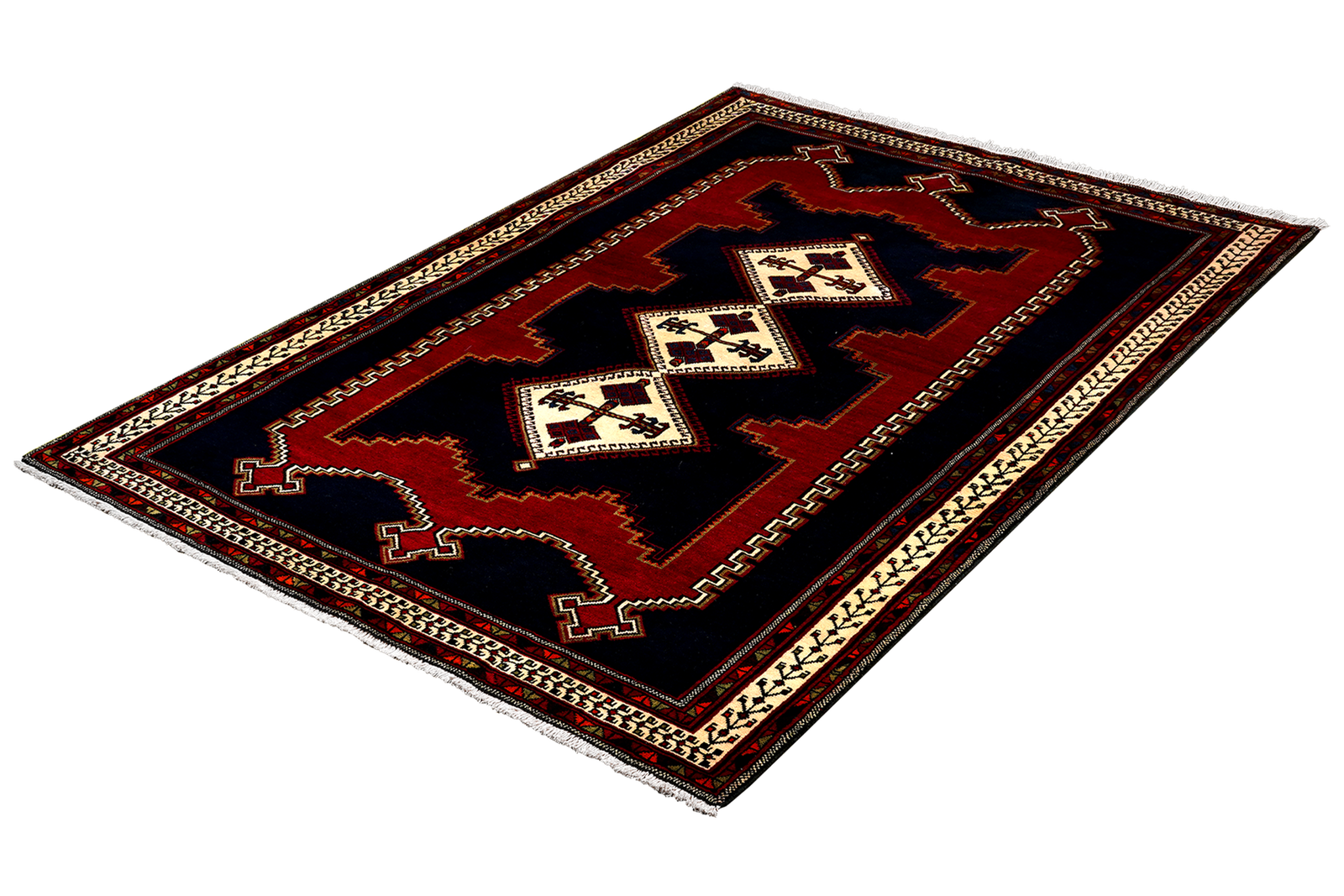 Afshar — Handgefertigt, 233x159 cm, Beige, 100% Virgin Wool | View 6